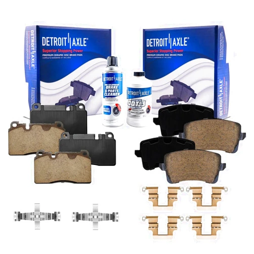 Detroit Axle - Brake Pads for 2013-2017 Audi Q5 Front and Rear Ceramic Brake Pads with Hardware Kit 2014 2015 2016 Replacement