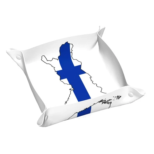 YQxwJL Finnish Flag Map Print Leather Tray Desktop Storage Catchall Organizer Decorative Tray, Nightstand Caddy Tray