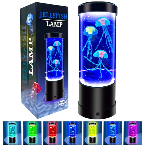 WTROESE Jellyfish Lamp,7 Color Changing Aquarium Light,USB/Battery Bubble Jellyfish Night Light,Desk Mood Lamp for Home Bedroom Room Office,Tower Jelly Fish Light Lamp Present Decor for Kids Girls Adults Boys