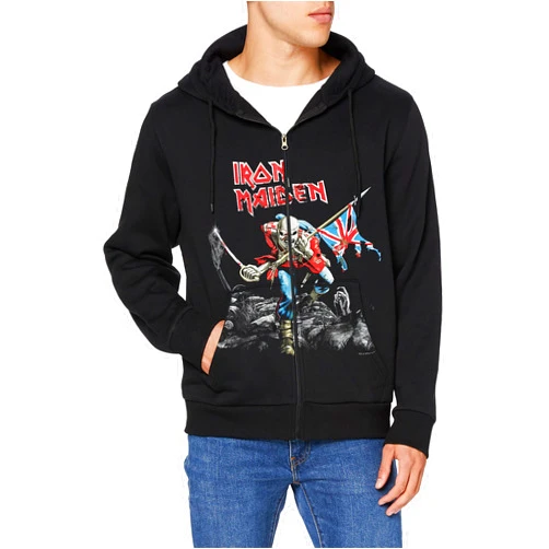 Iron Maiden Scuffed Trooper Zip Hoodie Adult Zip Hoodie in Black