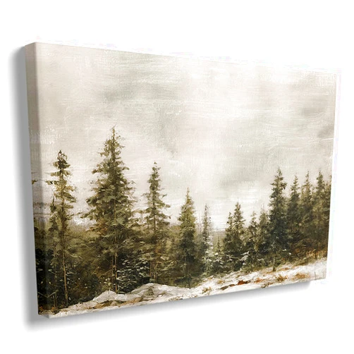GUBIYU Winter Pine Forest Christmas Painting Nature Art Rustic Landscape Wall Art Framed Canvas Vintage Classic Wall Art Farmhouse Paintings Vintage Wall Art for Home Room Bathroom Decor 12