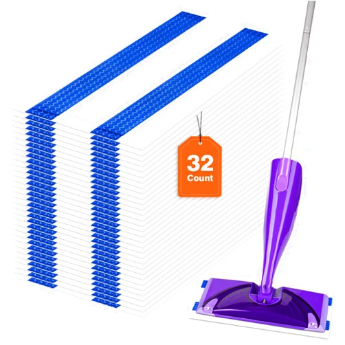 HOMEXCEL Multi-Layer Dry Floor Mop Pads Compatible with Swiffer WetJet-All Purpose Multi Surface Floor Cleaner Spray Mop Pads Refills for Hardwood Floor,32 Count