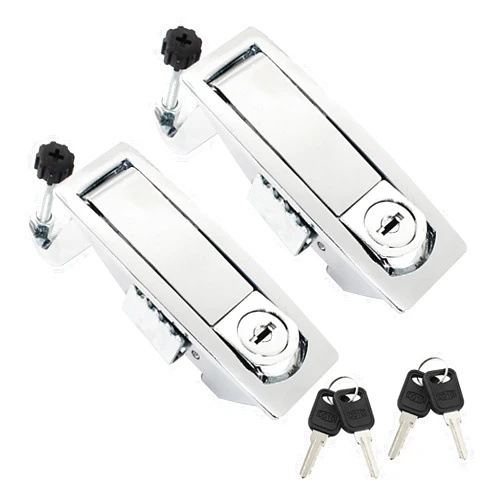 Bonsicoky 2 Pcs Compression Latch Lock, Zinc Alloy Trigger Latch Lock Adjustable Lever Hand Operated Compression Latch with Raised Trigger, with Keys(Silver)