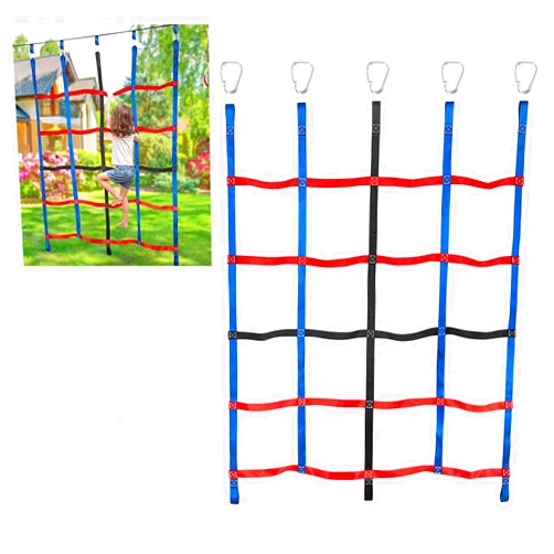 MONT PLEASANT Climbing Cargo Net for Kids Ninja Net Climbing Swingset Polyester Rope Ladder for Jungle Gyms Playground Ribbon Net Obstacle Course Training Climbing Net for Outdoor Treehouse