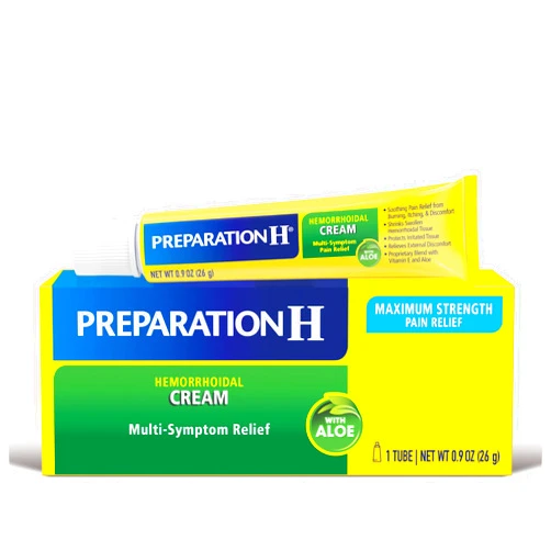 Preparation H Hemorrhoid Symptom Treatment Cream (0.9 Ounce Tube), Maximum Strength Multi-Symptom Pain Relief with Aloe