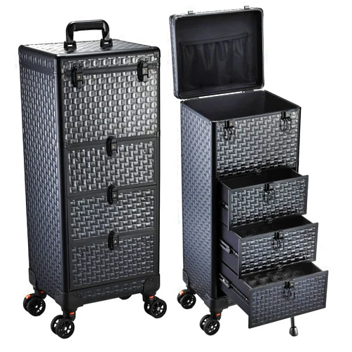 Yueieoun Salon Cart with 3 Drawers, Nail Trolley Cart with Wheels Salon Station Rolling Makeup Train Case Cosmetology Case Organizer Cases for Nail Tech,SPA,Face Painting,Hairstylist,Makeup Artist