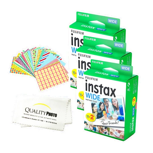 Fujifilm INSTAX Wide Instant Film 3 Pack - 60 Sheets - (White) for Fujifilm Instax Wide Cameras + Frame Stickers and Microfiber Cloth Accessories (60 Sheets)