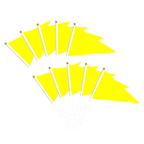 Tibijoy 50 Pack Yellow Pennant Small Mini Flags On Sticks,Hand Held Solid Yellow Pennant DIY Graffiti Flag,Party Events Celebration,School,Grand Opening,Kids Birthday,Sports Clubs,Flower Pot