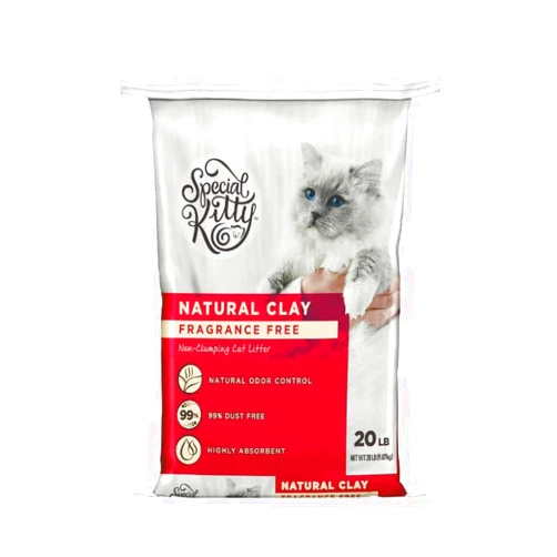 Generic Special~Kitty Unscented Non-Clumping Natural Clay Litter for Cats ~ 20 Lbs Bag ~ Fragrance-Free, Highly Absorbent, Odor Control, Suitable for Multiple Cats and All Life Stages, Pet Supplies.