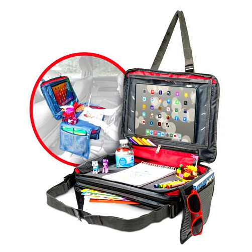 BE Family Products BE Family Travel Kids Car Seat Travel Tray, Car Accessories for Children, Car Seat Snack Tray, Traveling Essentials for Kids, Toddler Lap Tray for Engaging Activities, Multipurpose Design, Red