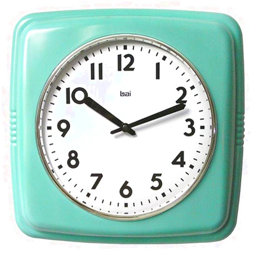Bai Square Retro Wall Clock, Turquoise - 750.TU , White