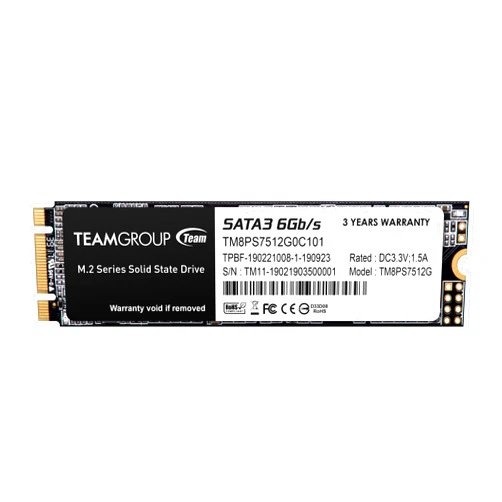 TEAMGROUP MS30 512GB with SLC Cache 3D NAND TLC M.2 2280 SATA III 6Gb/s Internal Solid State Drive SSD (Read/Write Speed up to 530/430 MB/s) Compatible with Laptop & PC Desktop TM8PS7512G0C101