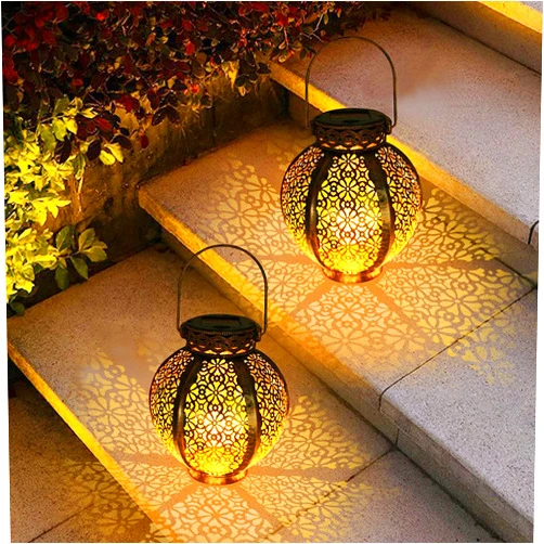 ZC GEL Solar Lanterns Outdoor Waterproof 2 Pack, Hanging Solar Lights Metal Retro Solar Lantern Outdoor Decorative for Garden, Patio, Courtyard, Party