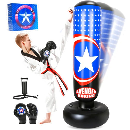 YasinKidz Punching Bag for Kids, All Star 66 Inch Kids Punching Bag with Gloves Inflatable Boxing Bag for Kids Karate, Taekwondo, MMA
