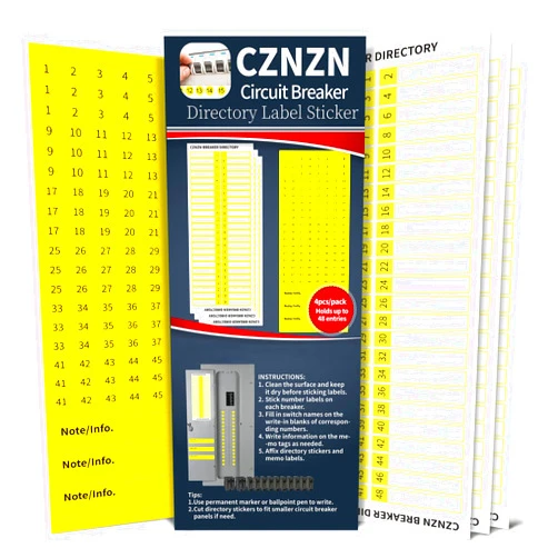CZNZN Electrical-Panel Labels Circuit Breaker-Box Stickers - 48*3 Blank Number Directory, Easy Read Adhesive Reusable Sign for Load Center, Switch/Fuse Organizer, Cable/Wire Markers, House/Office/Commercial