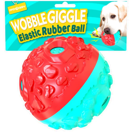 FFDOGGY Dog Giggle Ball Interactive Squeaky Toys Puppy Wobble Wag Talking Balls for Small/Medium Chewers Enduring Rubber Fun Sounds When Rolled or Shaken Best Toy with Squeaker to Keep Them Busy