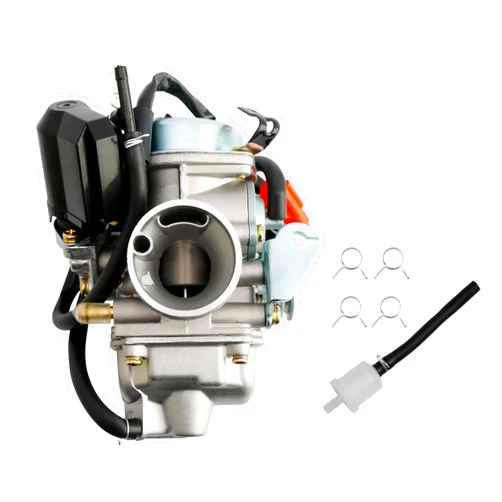 ATRACYPART PD24J Carburetor, Compatible with 4-Stroke Engines GY6 125cc 150cc 152QMJ 157QMI ATV Quad Bike 4 Wheeler Dune Buggy Go Kart Moped Scooter Manifold Intake 24mm Carb