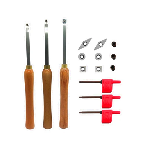 ASZLBYM Woodturning Carbide Lathe Tools, Wood Turning Tool Set of 3 Rougher Detailer Finisher Carbide Lathe Tools for Woodturning