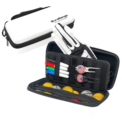 DURARANGE Golf Glove Holder Case with Glove Shaper - Portable Golf Accessories Organizer for Men & Women - Waterproof 900D Nylon, Large Capacity for Balls, Tees, Markers - Ideal Gift