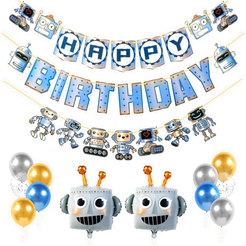 Pirese Robot Birthday Party Decorations, Robot Party Decorations, Robot Happy Birthday Banner | Robot Party Supplies | Robot Decorations | Robot Balloons | Robot Birthday Decorations | Kids Robot Decor