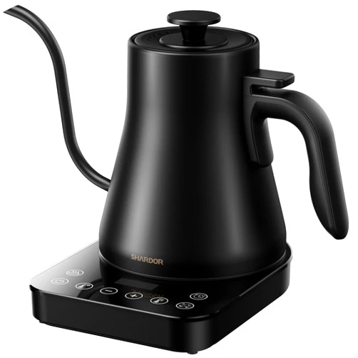 SHARDOR Gooseneck Electric Kettle with 1-Degree Precision Temperature Control, Electric Kettle with LED Touchscreen, Gooseneck Kettle with Brew Stopwatch, for Pour Over Coffee, Black