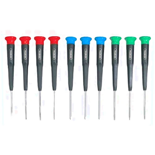 General Tools 690 Precision Screwdrivers, Set of 10, Color-Coded Slotted, Phillips and Torx Bits with Swivel Heads, Organizer Case