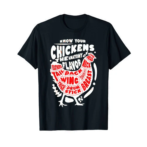 Chicken Whisperer for Passionate Farmers & Chicken Know Your Chicken The Anatomy of Flavor Funny Rooster Design T-Shirt