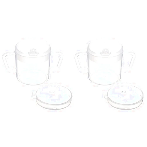 Sammons Preston Independence Two-Handled Cup, for Hot or Cold Beverages, Translucent Polypropylene with Two Lids, BPA Free Mug, 8 Ounces (Pack of 2)