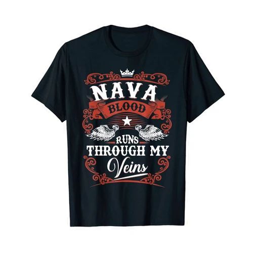 Funny Classic NAVA Family Vintage Tee Gift NAVA Blood Runs Through My Veins Family Name Vintage T-Shirt