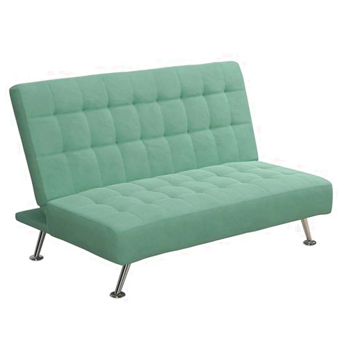 Rosebery Kids Tufted Futon, Convertible Sleeper Sofa in Teal and Chrome