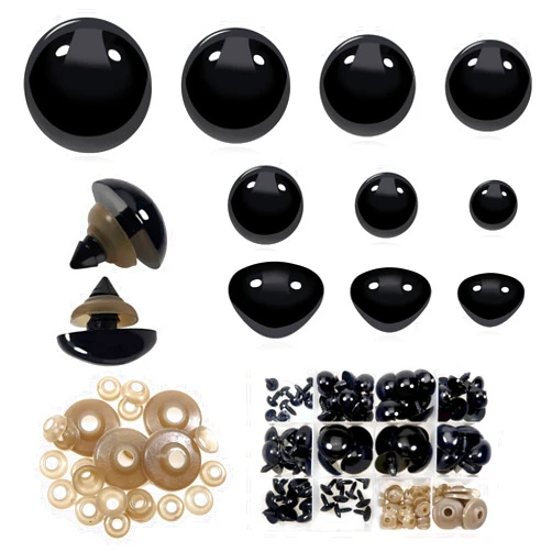 TOAOB THE ONE AND ONLY BABY TOAOB 100pcs Large Safety Eyes and Noses Crafts Doll Eyes with Washers 12mm to 30mm Black Plastic Safety Eyes for Amigurumis Crochet and Stuffed Animals Bears Making