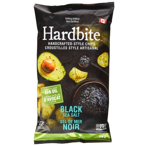 HARDBITE Black Sea Salt Avocado Oil Potato Chips, 128 GR
