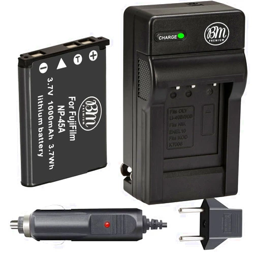 BM Premium BM NP-45A Battery and Charger for Fujifilm INSTAX Mini 90, FinePix XP130, XP140, XP150, XP170, XP200, XP50, XP60, XP70, XP80, XP90, T400, T500, T510, T550, T560, JX550, JX580, JX590, JX700, JX710