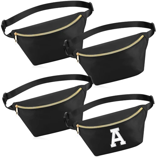 Hillban 4 Pcs Fanny Packs Cross-body Bag Preppy Waist Packs Water Resistant Classic Fanny Bag with Adjustable Strap for Gifts Travel Women Men(Black)