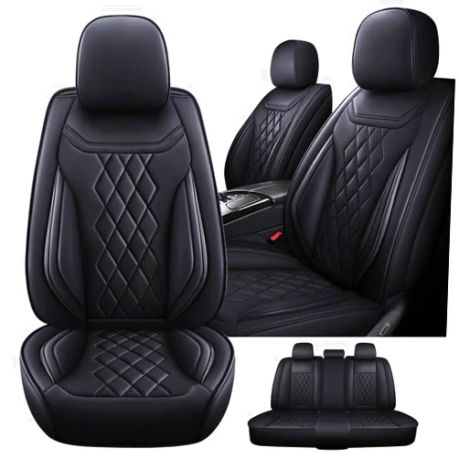 AXYWZ 5 Seat Covers for Land Rover Discovery 2017-2024,Nappa Leather Car Seat Covers,Car Seat Cushions,Waterproof Soft Car Seat Covers,Airbag Compatible Interior Accessories(Standard,Classic+Black)