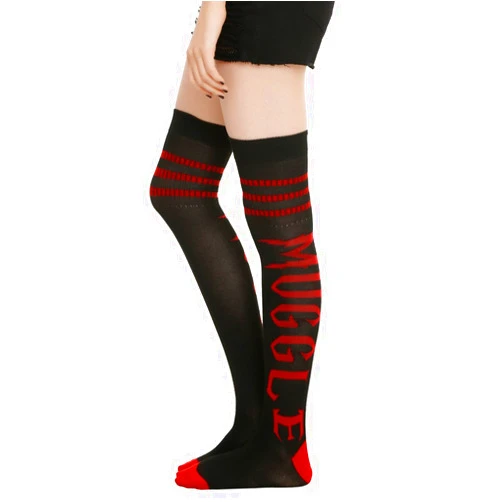 Hot Topic Harry Potter Muggle Burgundy & Black Over-The-Knee Socks
