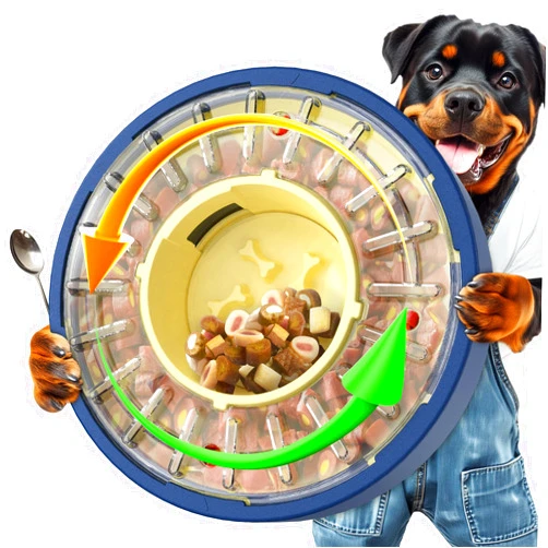KADTC 5-60 Min Adjustable Slow Feeder Bowl for Fast Eaters, Spinning Dog Puzzle Feeder, Anti-Gulping Interactive Food Dispenser, 4-Cup Capacity, Mental Enrichment Treat Toy