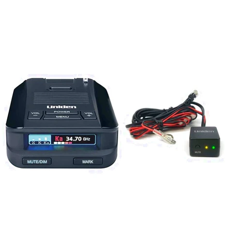 Uniden DFR9 Super Long Range Laser and Radar Detection, Built-in GPS for Red Light Cameras and Speed Camera Alerts & RDA-HDWKT Radar Detector Smart Hardwire Kit with Mute Button, LED Alert