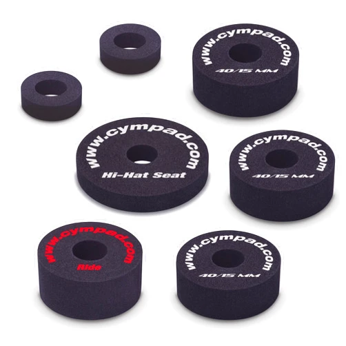 Cympad Optimizer Starter Pack, Foam Cymbal Washers for Improved Cymbal Performance & Protection. (3x 40/15mm; 1x Hi-Hat; 1x Ride)