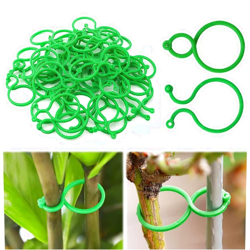 Generic 100 Pcs Plant Support Clips,Vegetables Tomato Vine Flower Clips,Plastic Plant Clips,Plant Support Clips Reusable Garden Clips,Plant Flower Lever Loop Gripper Fixing Clips, Green, RZ2024