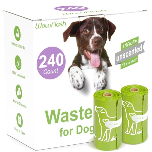 Wowflash 240 Count Unscented 13” x 9” Dog Poop Bags Rolls, Leakproof Strong & Sturdy Poop Bags for Dogs, Dog Bags for Poop, Doggie Cat Poop Bags Cats Litter, Waste Bags Poppy Trash Bags for Doggy Pets