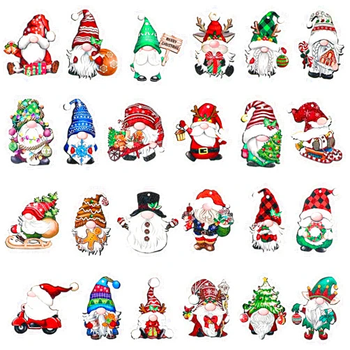 Andibro 24Pcs Christmas Gnome Ornaments, Xmas Wooden Hanging Ornaments Wood Hanging Decor for Christmas Tree Christmas Party Decorating Supplies Christmas Decoration