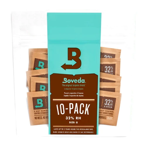 Boveda 32% Two-Way Humidity Control Packs For Storing 1 oz of Dry Goods – Size 8 – 10 Pack – Humidifier Packs for Coffee & Tea Storage – Hydration Packets in Resealable Bag