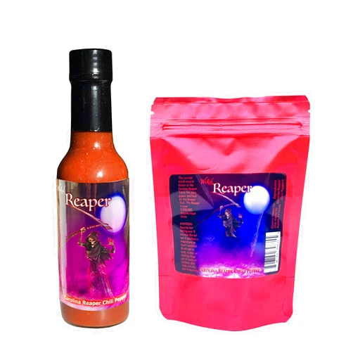 Wicked Tickle Carolina Reaper Hot Sauce 5 Dried Whole Chili Peppers Gift Set +2 Free World's Hottest Wicked Reaper 2,000,000 Scoville