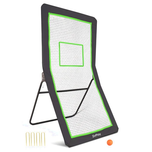 ZivPlay Lacrosse Rebounder for Backyard Lacrosse Bounce Back Net Volleyball Rebounder Net for Lax and Volleyball Practice Five Rebound Angles Includes Ball