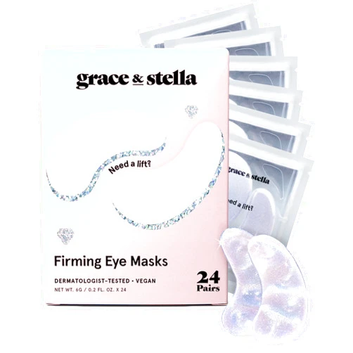 grace & stella Peptide Under Eye Patches with Niacinamide & Rice Extract - Firming Eye Masks for Dark Circles and Puffiness - Mothers Day Gift Bags - Vegan, Cruelty-Free (White, 24 Pairs)