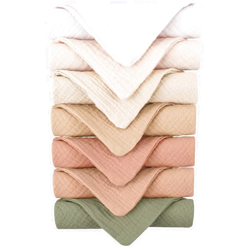 Konssy Baby Muslin Washcloths 7 Pack -100% Cotton Baby Bath Towels, Soft Baby Wash Cloths and Absorbent Burp Cloths for Newborn Kids Girls and Boys, 11x11 inches