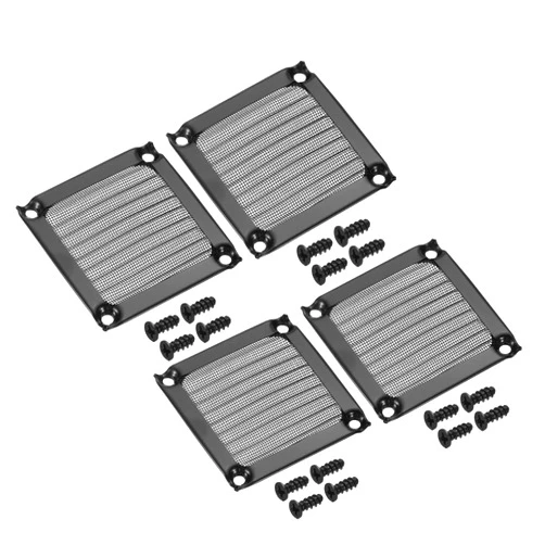 PATIKIL 60mm Fan Filter Grills with Screws, 4 Pack Aluminum Frame Stainless Steel Mesh Dustproof Cover for Computer Case, Black
