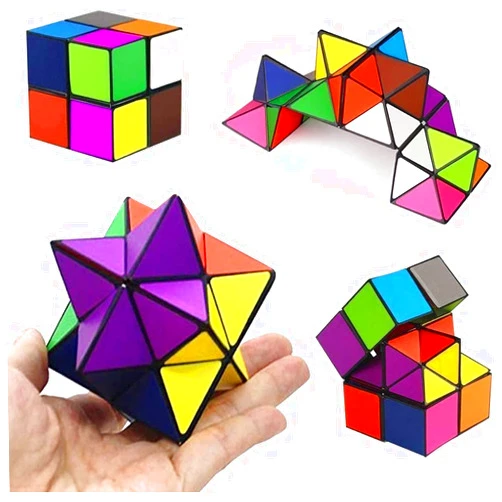 SHONCO Magic Star Cube,SHONCO 2 in 1 Combo Infinity Cube Toy Transforming Geometric Puzzle 3D Assembly Fidget Stress Anxiety Relief Magic Puzzle Cubes for Kids and Adults