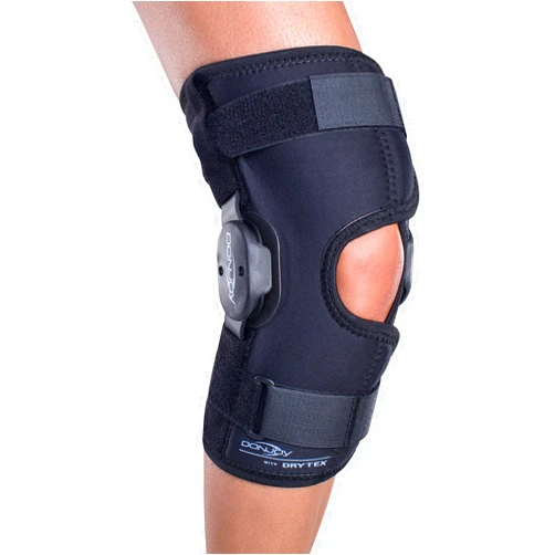 DonJoy Deluxe Hinged Knee Brace, Drytex Wrap Around, Open Popliteal, Medium